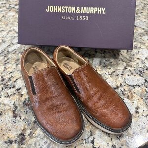 Johnston&Murphy Big Kid McGuffey, Slip-on, Size 2, Tan-Tumbled full grain